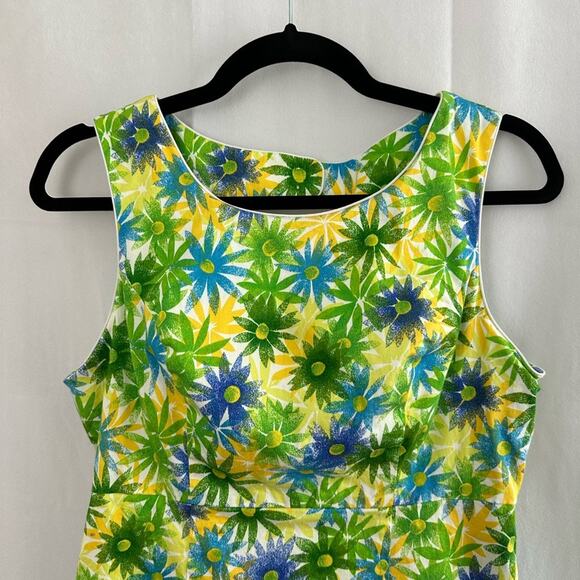 Kathy Van Zeeland Green & Blue Floral Mini Dress Womens Size Medium - Picture 2 of 6